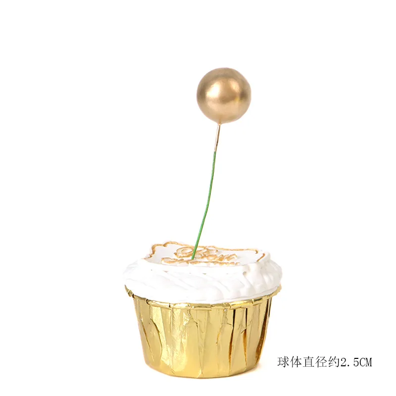 gold 2.5cm 5pcs Cakelove 5 шт./лот Прекрасный Золотой шар торт Топпер кекс ко дню рождения для украшения детского душа детский день рождения праздничный свадебный сувенир поставки - Цвет: gold 2.5cm 5pcs