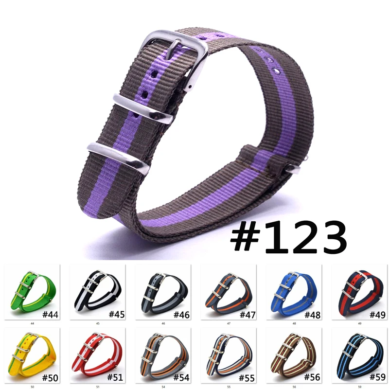 Ремешок мужской спортивный в стиле милитари Ширина 20 мм полоску нейлоновый