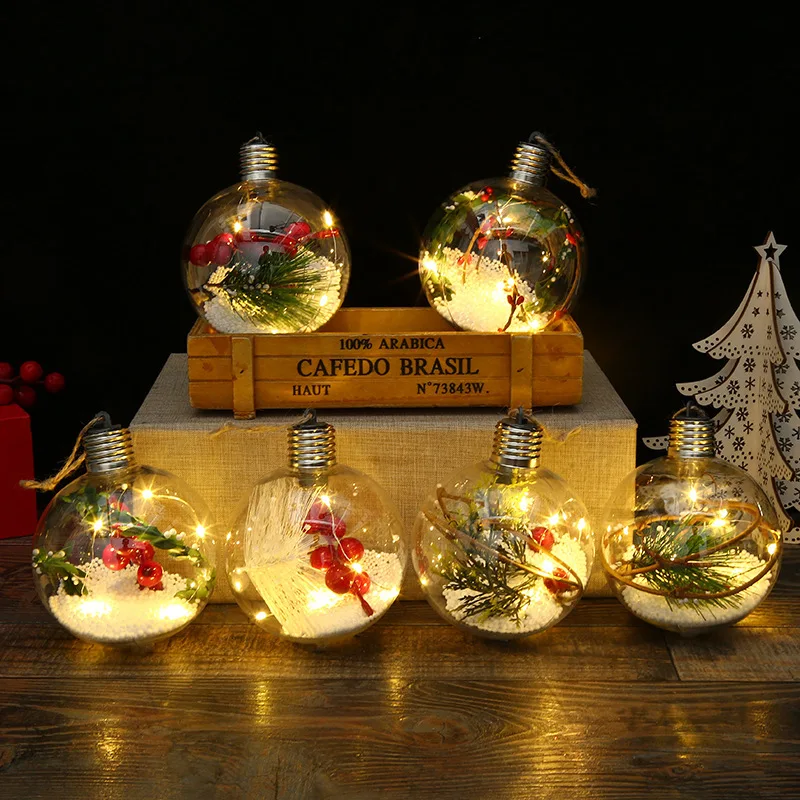

Transparent LED Luminous Night Light Christmas Bulb Ball Christmas Tree Decor Hanging Pendant Fairy Lights Home New Year Decor
