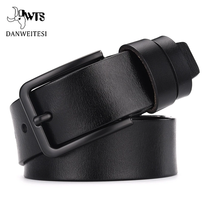 DWTS cow genuine leather luxury strap male belts for men new fashion classice vintage pin buckle leather belt male  belt men