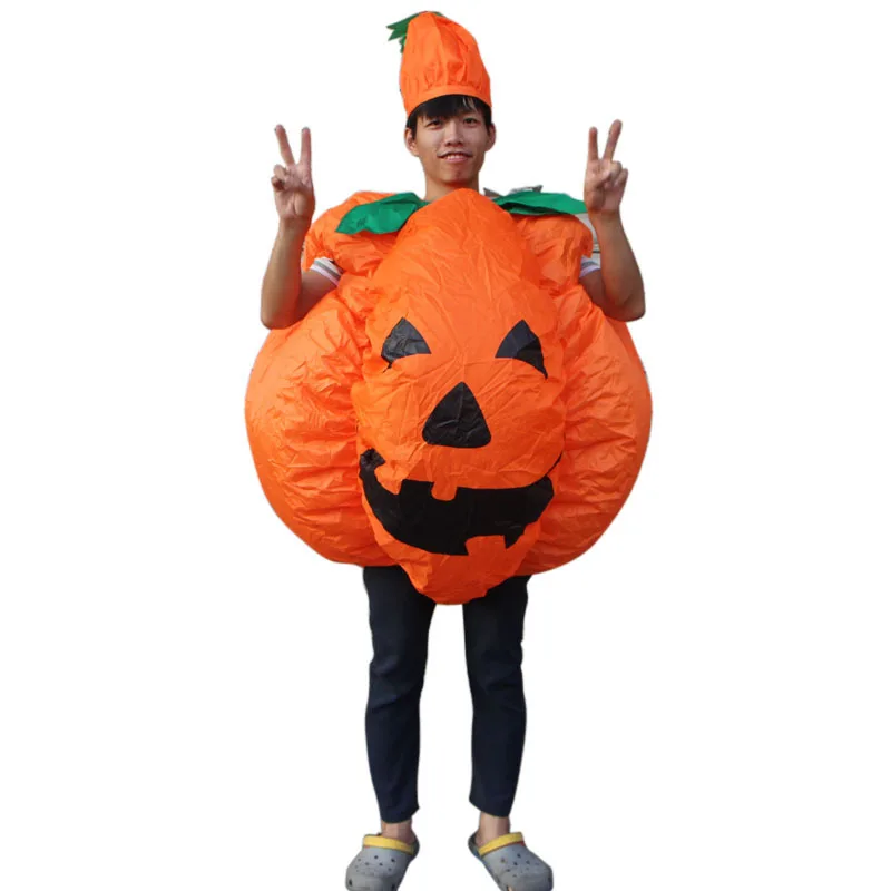 

Halloween Adult Pumpkin Inflatable Clothing Outcrop Walking Doll Costume Polyester 190T Funny Performance Wear