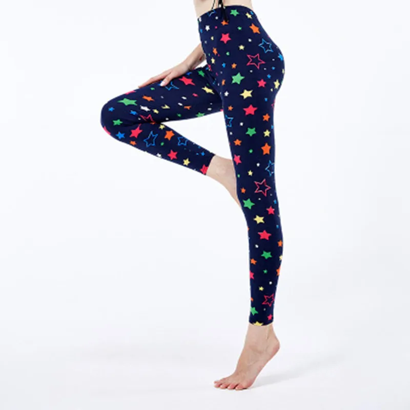 Новинка 2021 модные обтягивающие дышащие леггинсы с рисунком цветных звезд и