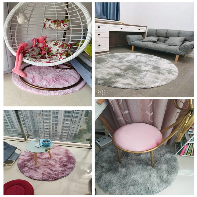 

Fluffy Round Rug Carpets For Living Room Decor Faux Fur Rugs Kids Room Long Plush Rugs For Bedroom Shaggy Area Rug Modern Mats