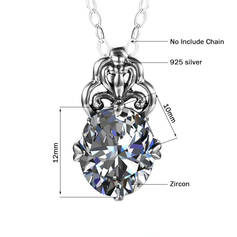 Подвеска из настоящего серебра 925 пробы овальная Классическая циркония с