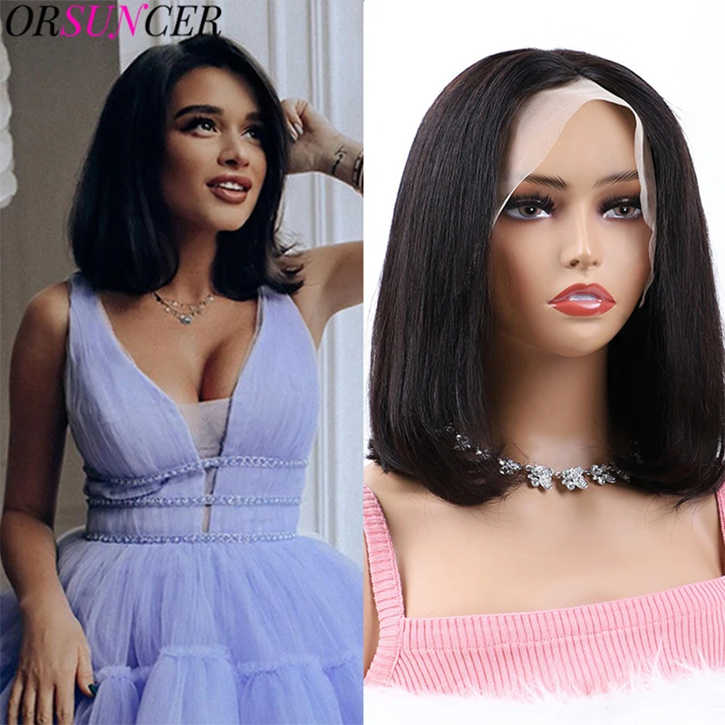 

Короткий фронтальный парик на сетке Боб с детскими волосами, бразильские волосы Remy, человеческие волосы 13x1 T, фронтальные парики на сетке дл...