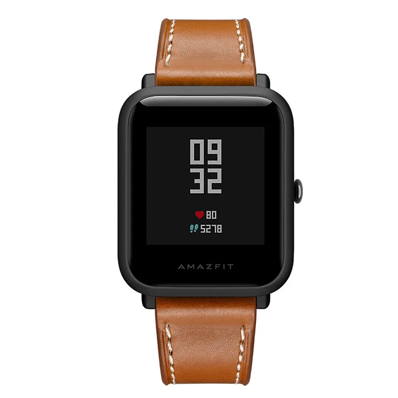 Кожаный ремешок для Xiaomi Huami Amazfit ремешок Bip спортивные умные часы с металлической пряжкой AMAZFIT GTS/GTR 42 мм браслет ремень