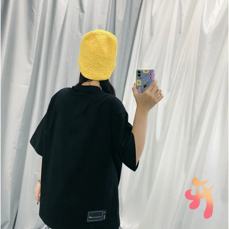 

WE11DONE Short-sleeved T-shirt Summer Loose Round Neck T Shirts Men's Women's Welldone Mother and Child Bear Pattern Casual Tops