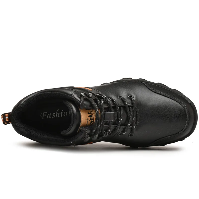 High Quality Winter Climbing Hiking Shoes Ankle Boot Black Leather Hiking Boots Men Fur Warm Snow Boots Man Trekking Sneakers