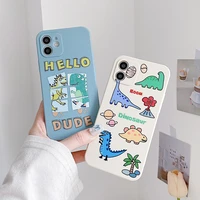 cartoon jurassic dinosaur phone case for iphone 12 11 pro max xs xr x 7 8 plus se 2 cute side pattern silicon cover conque shell