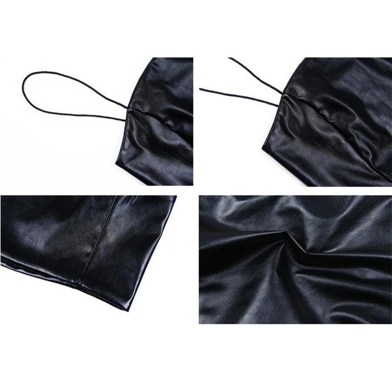 Женская однотонная майка из искусственной кожи повседневный укороченный топ с