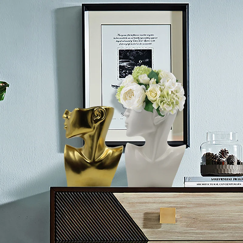 

Минималистичная портретная ваза, Керамическая скульптура, художественная Цветочная композиция, контейнер для хранения, настольное украше...