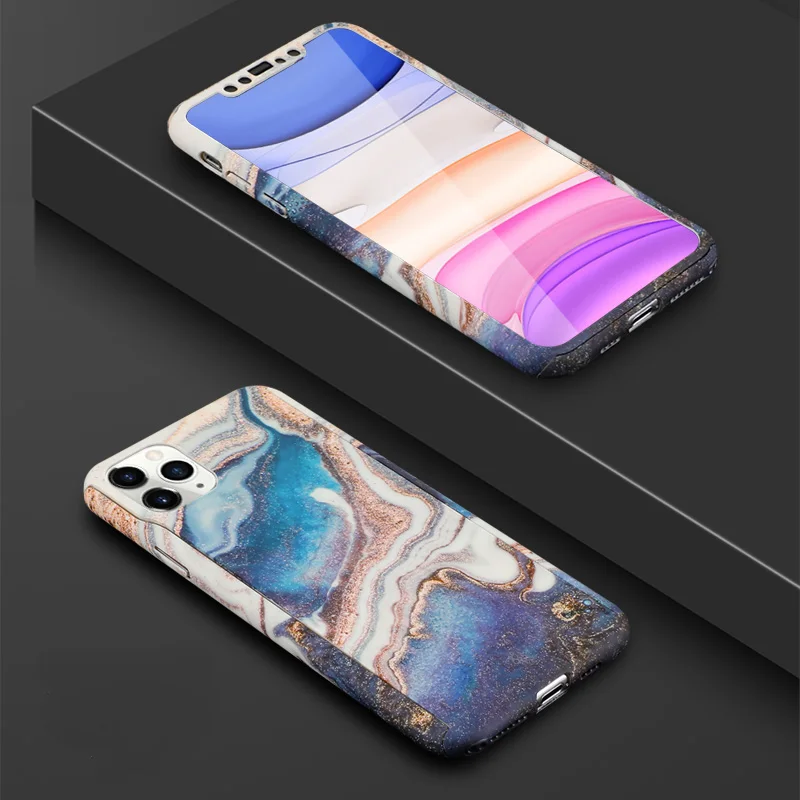 Мраморный чехол с полным покрытием на 360 градусов для iPhone SE 2020 11 Pro Xs Max Xr X 8 7 6s Plus