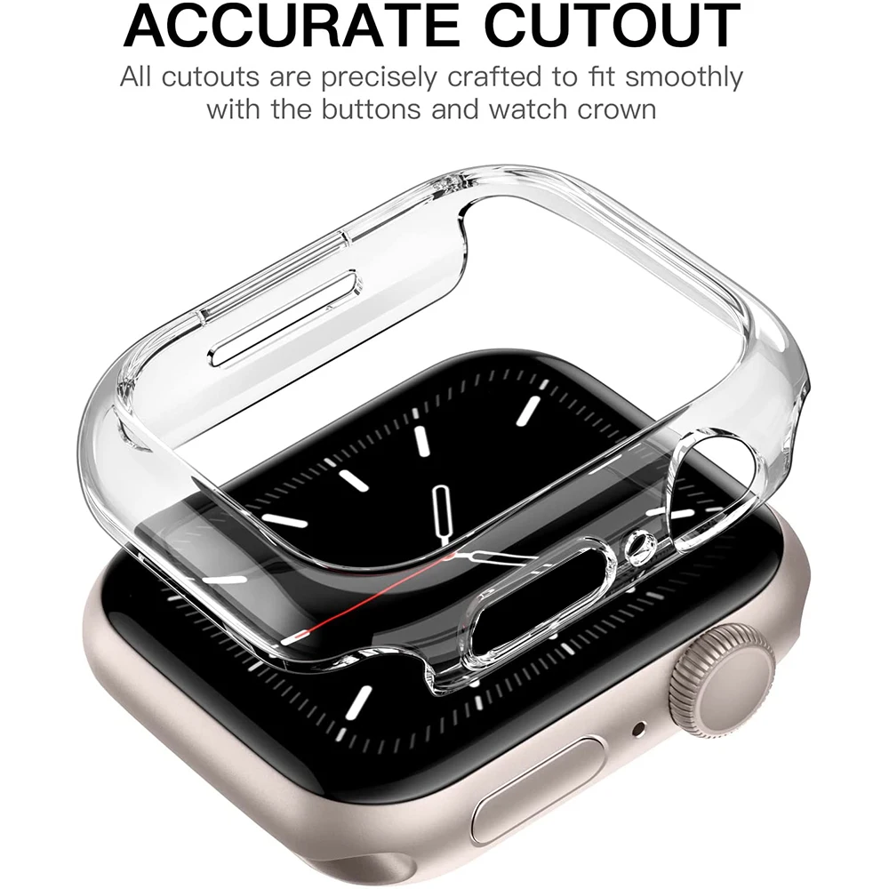 Чехол + Защитная пленка для Apple Watch серии 7 41 мм 45 с защитной рамкой экрана бампер