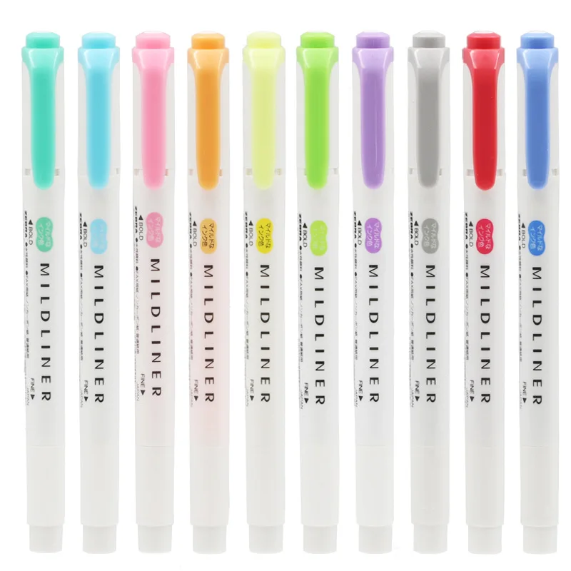 1pcs Zebra Mildliner Highlighter Pen Dual Tip Markers Pens Coloring Text Paper Destacador Bullet Journal Supplies WKT7 | Канцтовары для