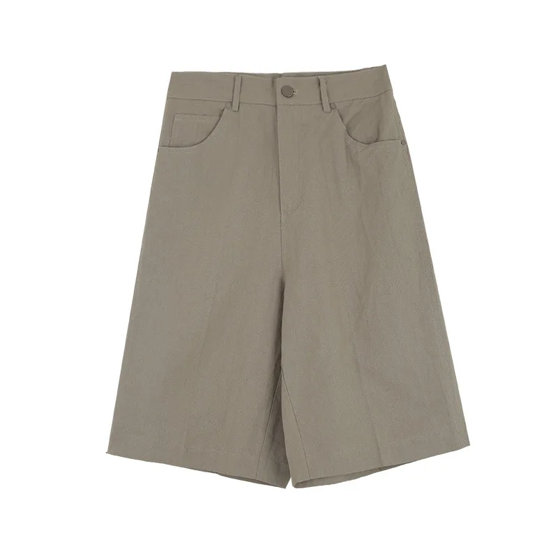

Trendy loose straight high waist shorts slimming casual pants five-point pants