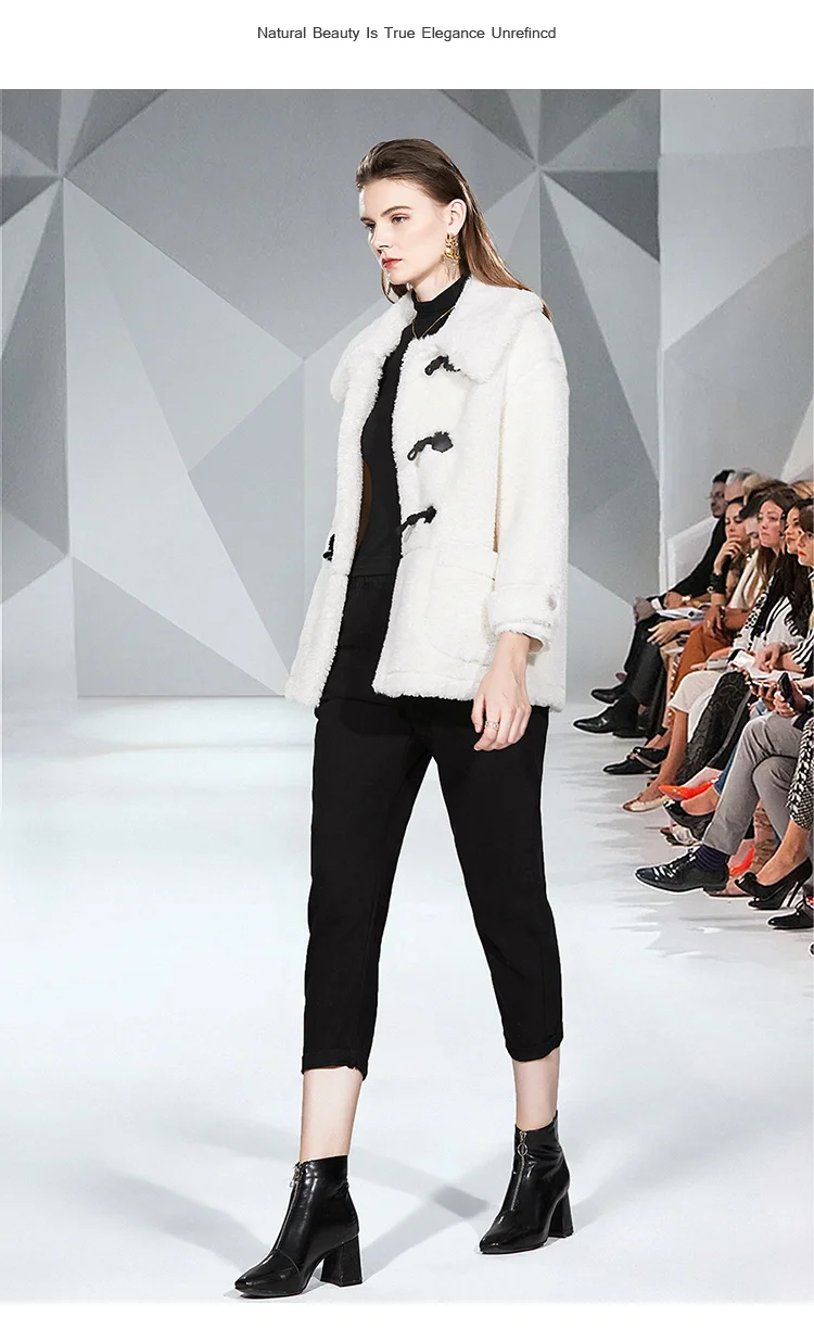 Модная розовая белая шерстяная Женская двубортная короткая куртка с длинным