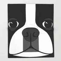 bull dog cartoon throw blanket cute kids design boston terrier close up blankets for beds christmas decorations for home