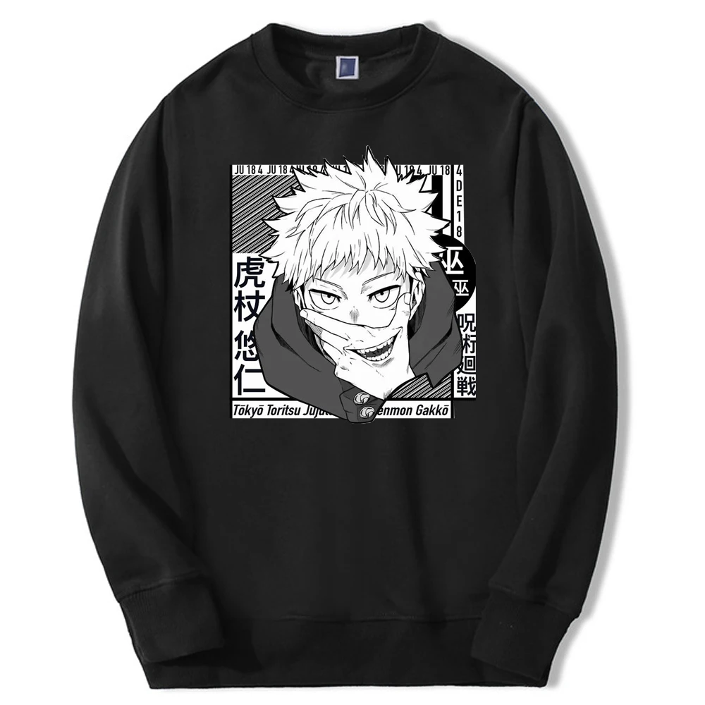 

Winter Male Oversized Jujutsu Kaisen Pullover Sweatshirt Hoodie Loose Streetwear Gojo Satoru Yuji Japan Anime Men Sweatshirt