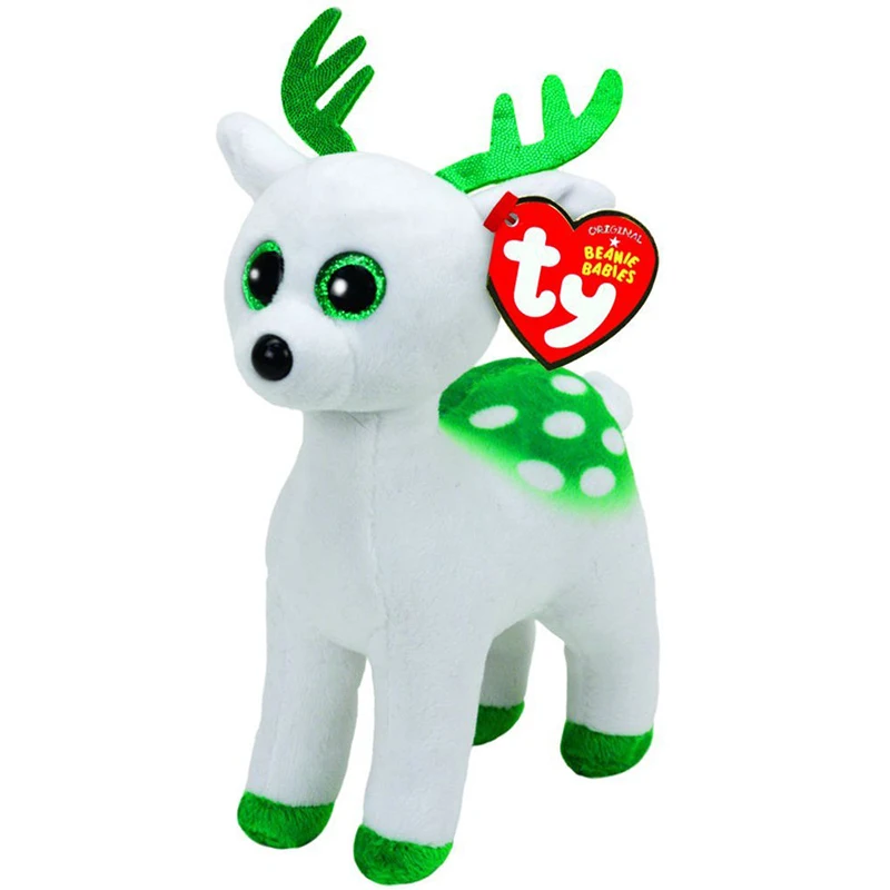 15 см Ty Beanie Sven Блестящий кремовый Рог Коричневый Олень Рождественский милый