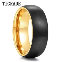 tigrade new black pure tungsten ring for men brushed classic engagement wedding finger band 8mm gold inside male feamle anillos