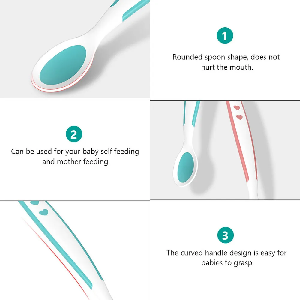 

2Pcs Baby Spoon Infant Training Spoon Self Feeding Spoon Children Tableware
