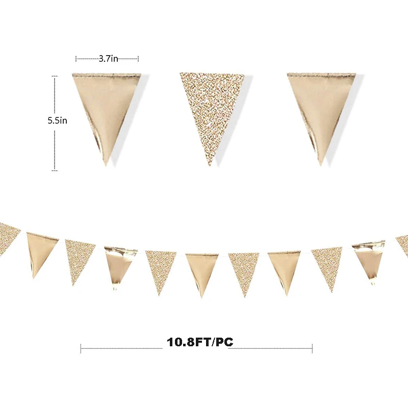 

3 м, разноцветная бумажная треугольная гирлянда цвета шампанского, золотого цвета для дня рождения, баннер для девочек, мальчиков, праздников для будущей мамы, флаг, подвесное украшение для комнаты
