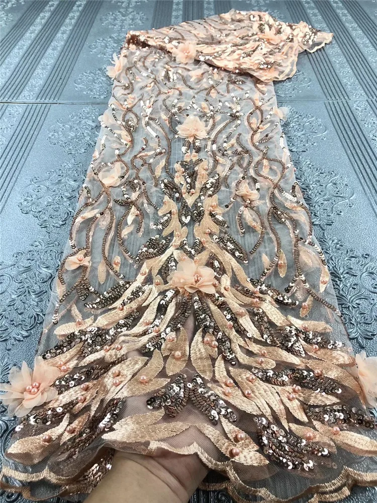 Африканская кружевная ткань модное платье высокого качества 3D Цветочная вышивка