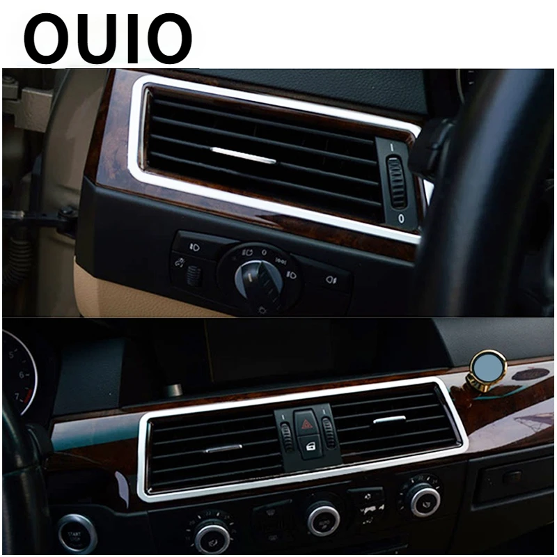 

OUIO Aluminum Alloy Center Air Conditioner Vent Outlet Trim Frame Covers Interior Stickers For BMW 5 Series BMW E60 Accessories