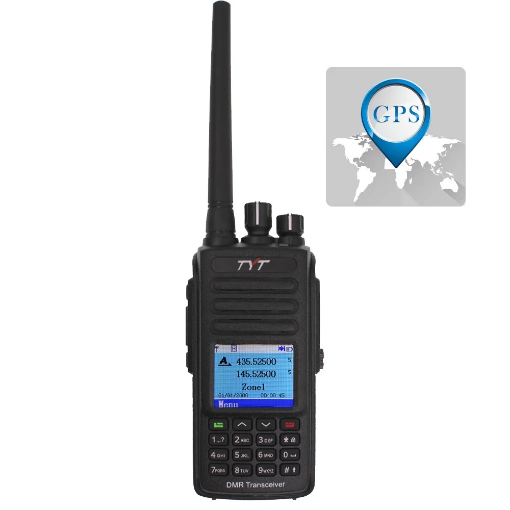 MD-UV390-GPS TYT MD-UV390 DMR радиостанция 5 Вт 136-174 МГц и 400-480 МГц рация MD-390 IP67 Водонепроницаемый двойной раз Dlot цифровое радио - Цвет: MD-UV390-GPS