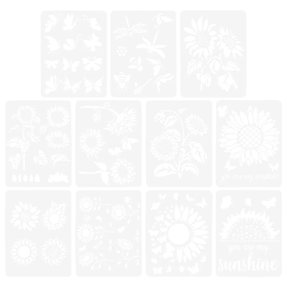 

11pcs Sunflower Drawing Stencils Floral Art Craft Kids Painting Templates