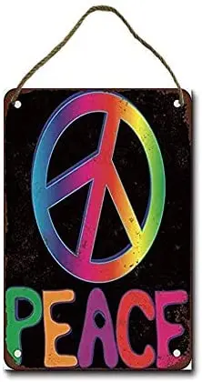 

Metal Sign 8 x 12 inch Rainbow Peace Wall Decor Hanging Sign