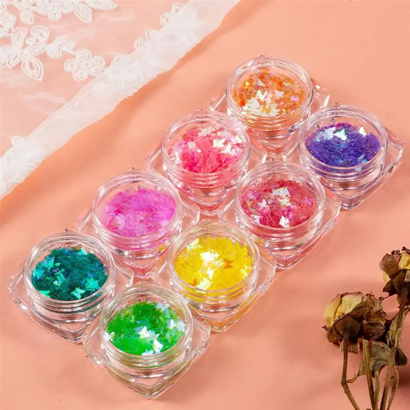 Набор блесток для ногтей с цветными бабочками 12 коробок/1 комплект|Стразы и