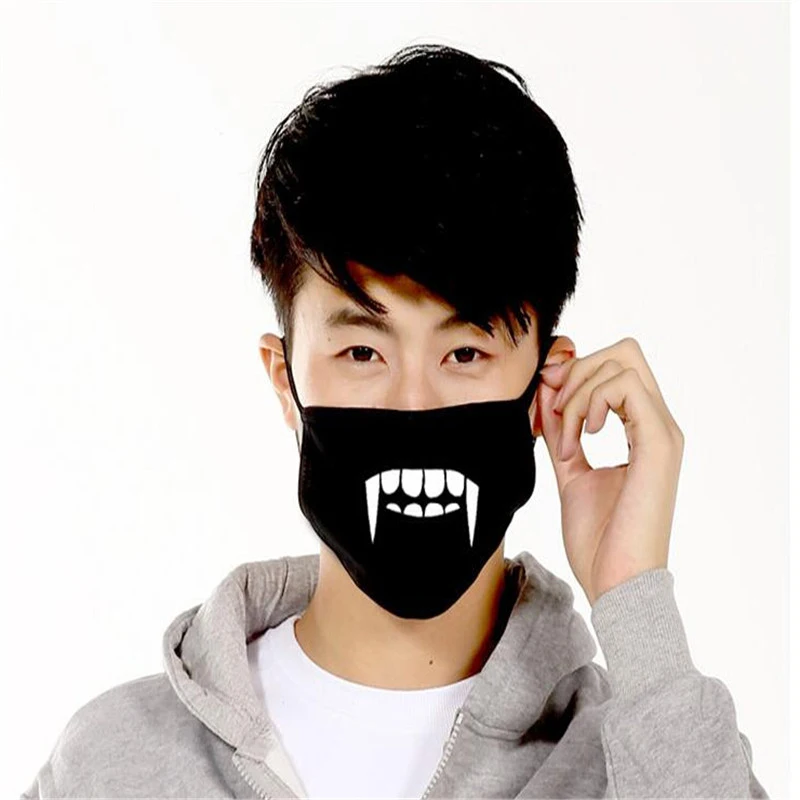 Черная светящаяся хлопковая маска для лица 3 шт. антизапотевающая вечеринки в