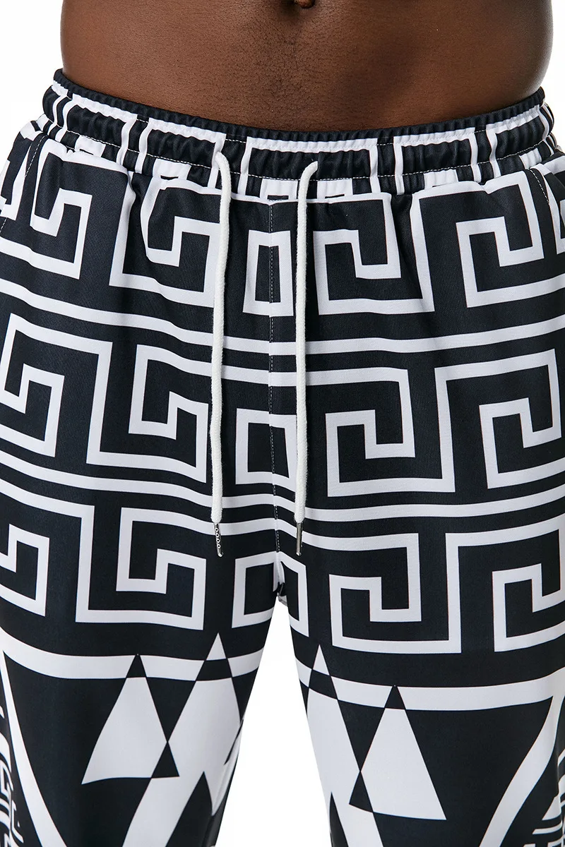 

Men's Stretchy Pants Geometri Printed Elastic Waist Personality Fashion Comfortable Hot Sale Casual Pencil Pants
