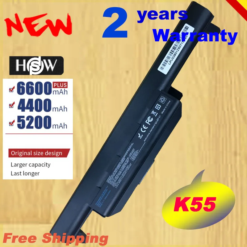 

HSW Laptop battery for Asus K55 K55A K55D K55DE K55DR K55N K55V K55VD K55VM K55VS Laptop battery For Asus A32-K55 fast Shipping