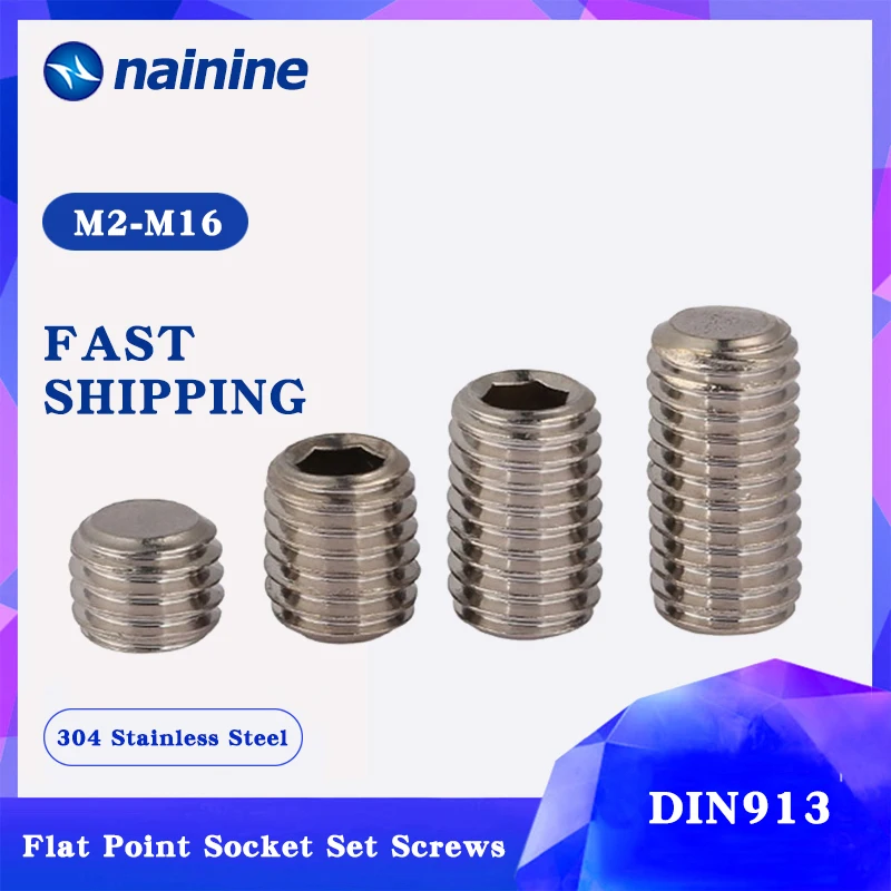 DIN913 [M2 M12] 304 Винты с резьбой из нержавеющей стали винты плоской шестигранной