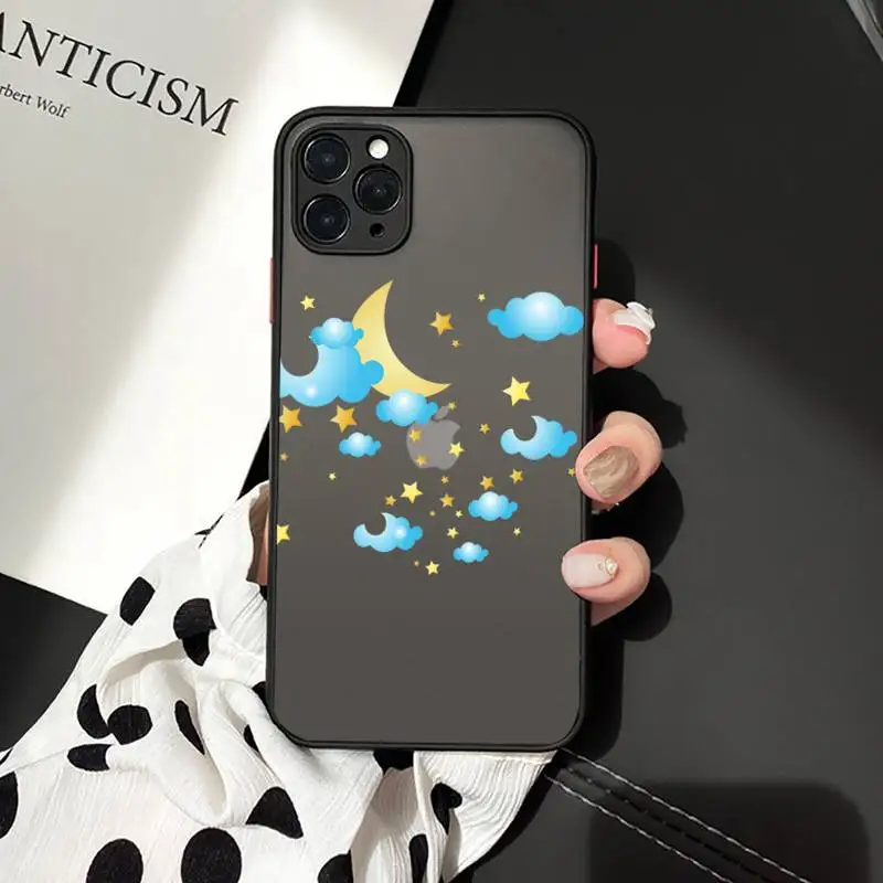 

Nuvole stellate del fumetto Phone Case matte transparent For iphone 7 8 11 12 plus mini x xs xr pro max cover