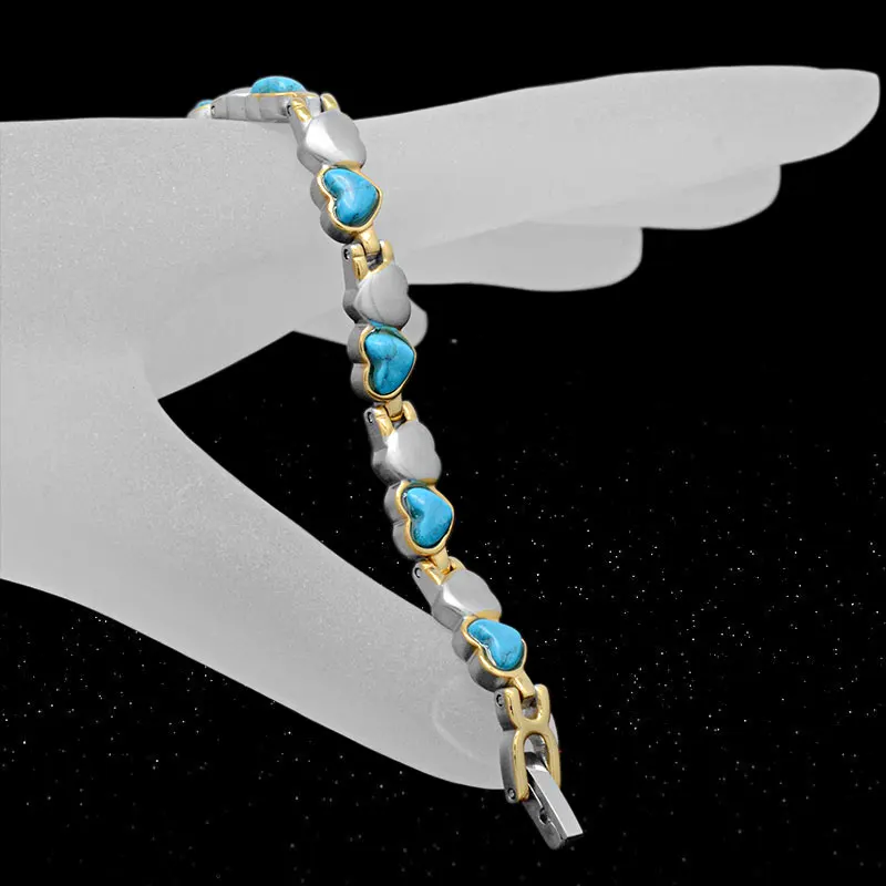 Женский Классический магнитный браслет Escalus серебряный на запястье с камнем в