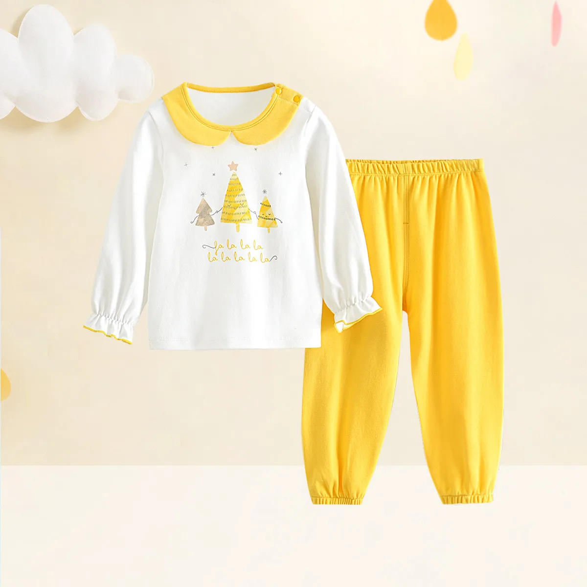 

Spring And Autumn Hot Style Baby Cotton Wool Lace Sleeve Pullover Suit