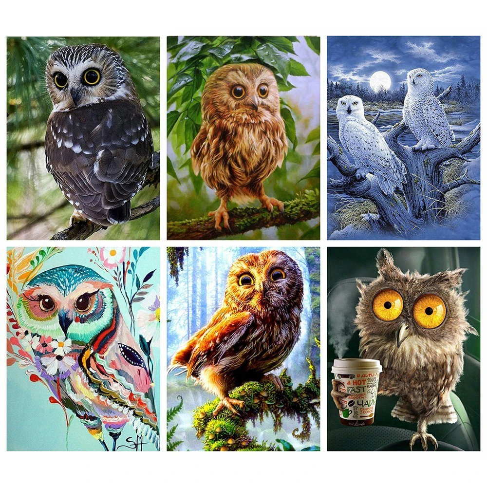 Полноразмерная алмазная живопись с рисунком Совы 5D картинка животными для