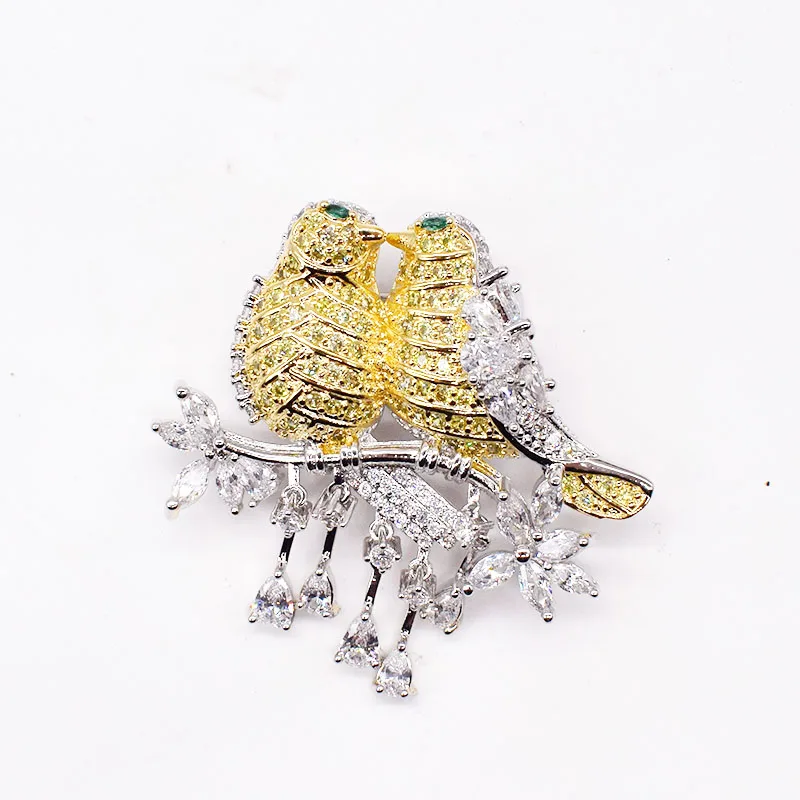 Красная/зеленая/синяя/Розовая/Серебристая циркониевая брошь в виде птицы/кулон