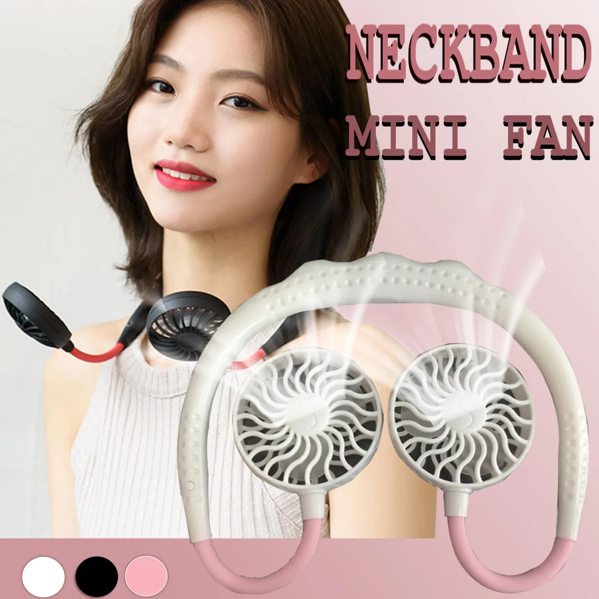 

Повязка на шею для режима «свободные руки», подвесной USB-вентилятор с двойным вентилятором, мини-воздухоохладитель, летняя Портативная уста...