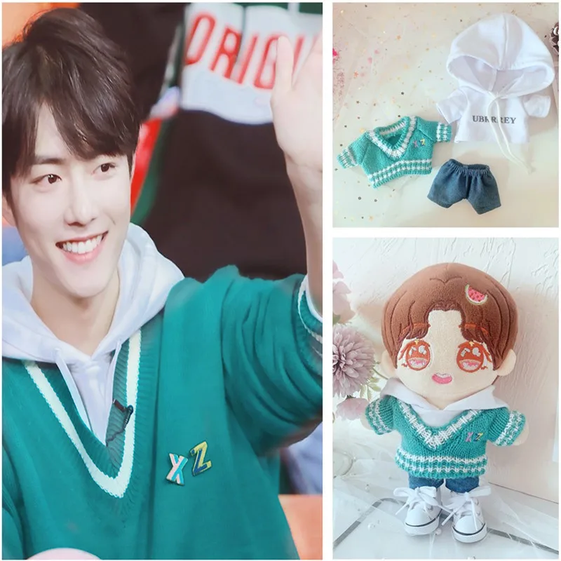 

New Arrival DIY Cute Clothing Knitted Sweater hat shoes for Sean Xiao EXO Doll 20cm Handmade Dolls Clothes Doll Accessories