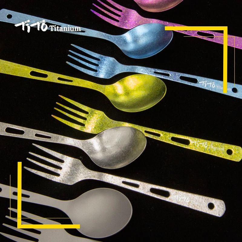 Титановая комбинированная посуда для кемпинга титановая вилка из сплава