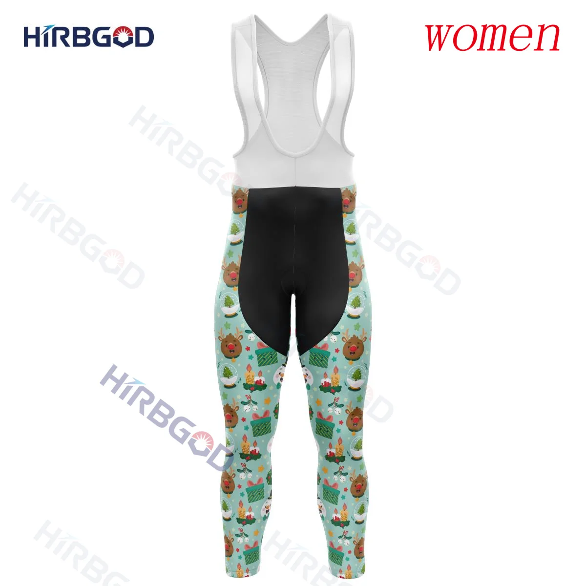 

Велосипедные колготки HIRBGOD 2022 с мультяшным Санта-Клаусом, быстросохнущие полиэфирные зимние дышащие женские велосипедные брюки подходят п...