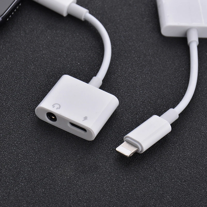 2 in 1 Earphone Audio Adapter Charging Cable Mobile Phone Aux Dual Jack For iPhone 7 8 plus X XS Lightning 3.5mm IY312 | Мобильные