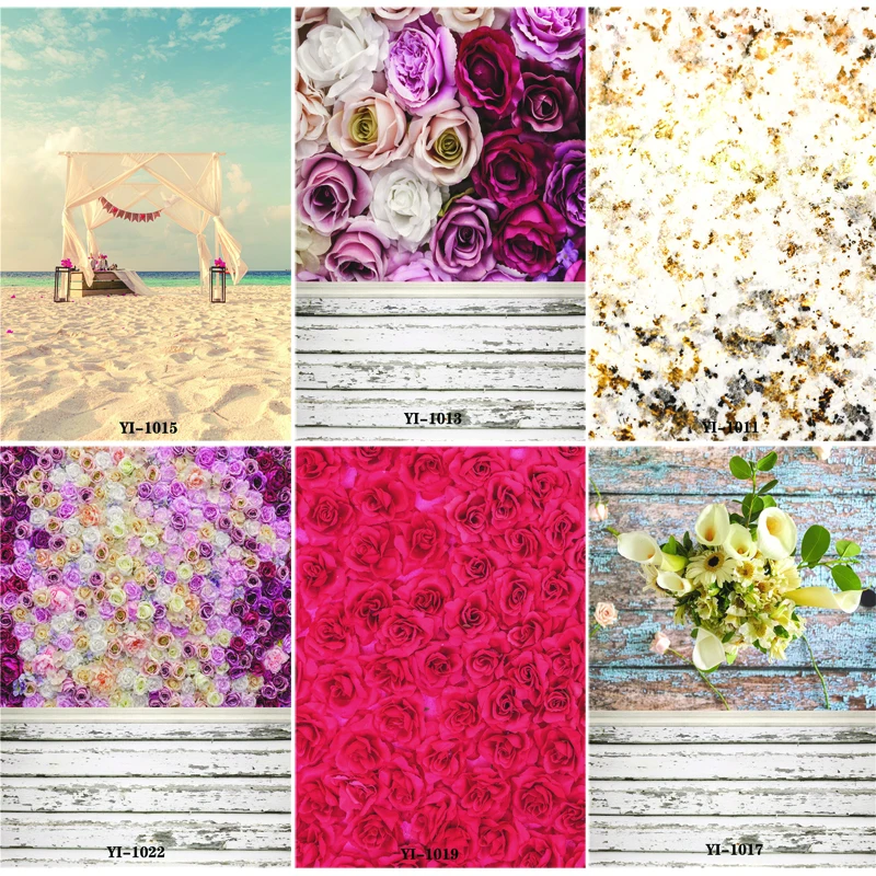 

Vinyl Custom Photography Backdrops Prop Valentine's Day Flower Wooden Planks Theme Photography Background #0110