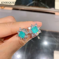 vintage 925 sterling silver 77mm paraiba tourmaline gemstone lab diamond stud earrings valentines day gift jewelry for women