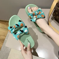 fashion outside thick platform women slippers soft flat non slip butterfly knot home slides casual beach sandals low 1cm 3cm