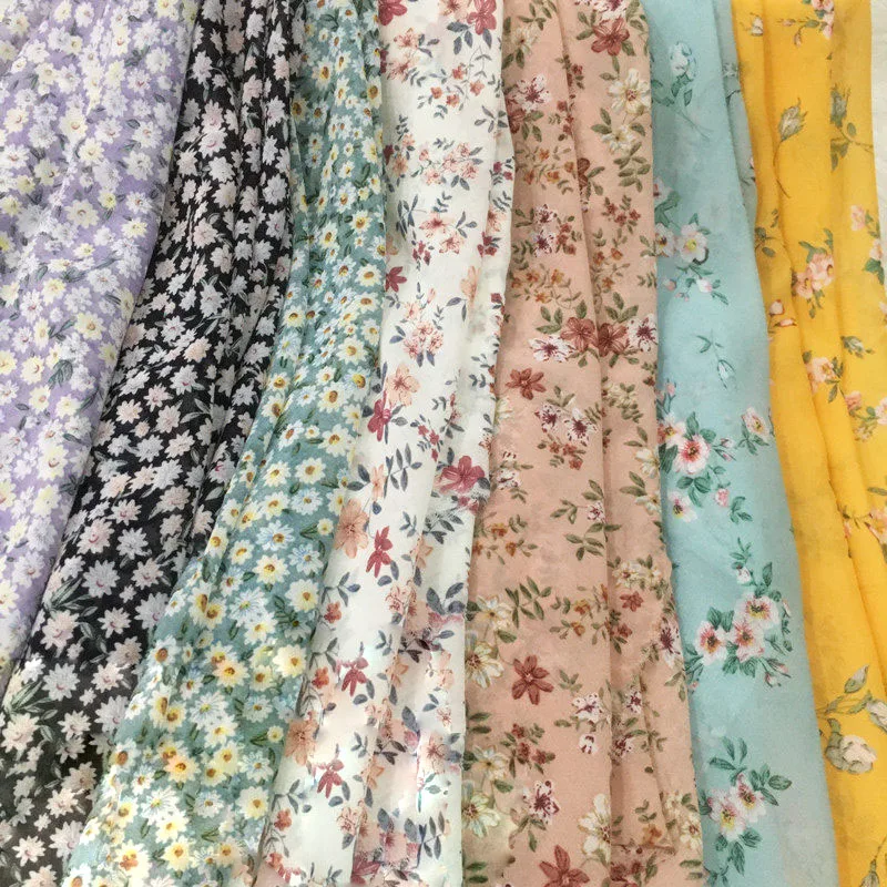 100X150cm Tull Print Floral Chiffon Clothing Fabrics Designer By The Meter for Sewing Dress Coat DIY Needlework Material